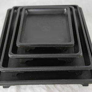 Yubonzai 4 Mix Rectangular Black Plastic Humidity/Drip Tray for Bonsai Tree and House Indoor Plants - 5.25&quot;, 7&quot;, 9&quot; & 10.5&quot;