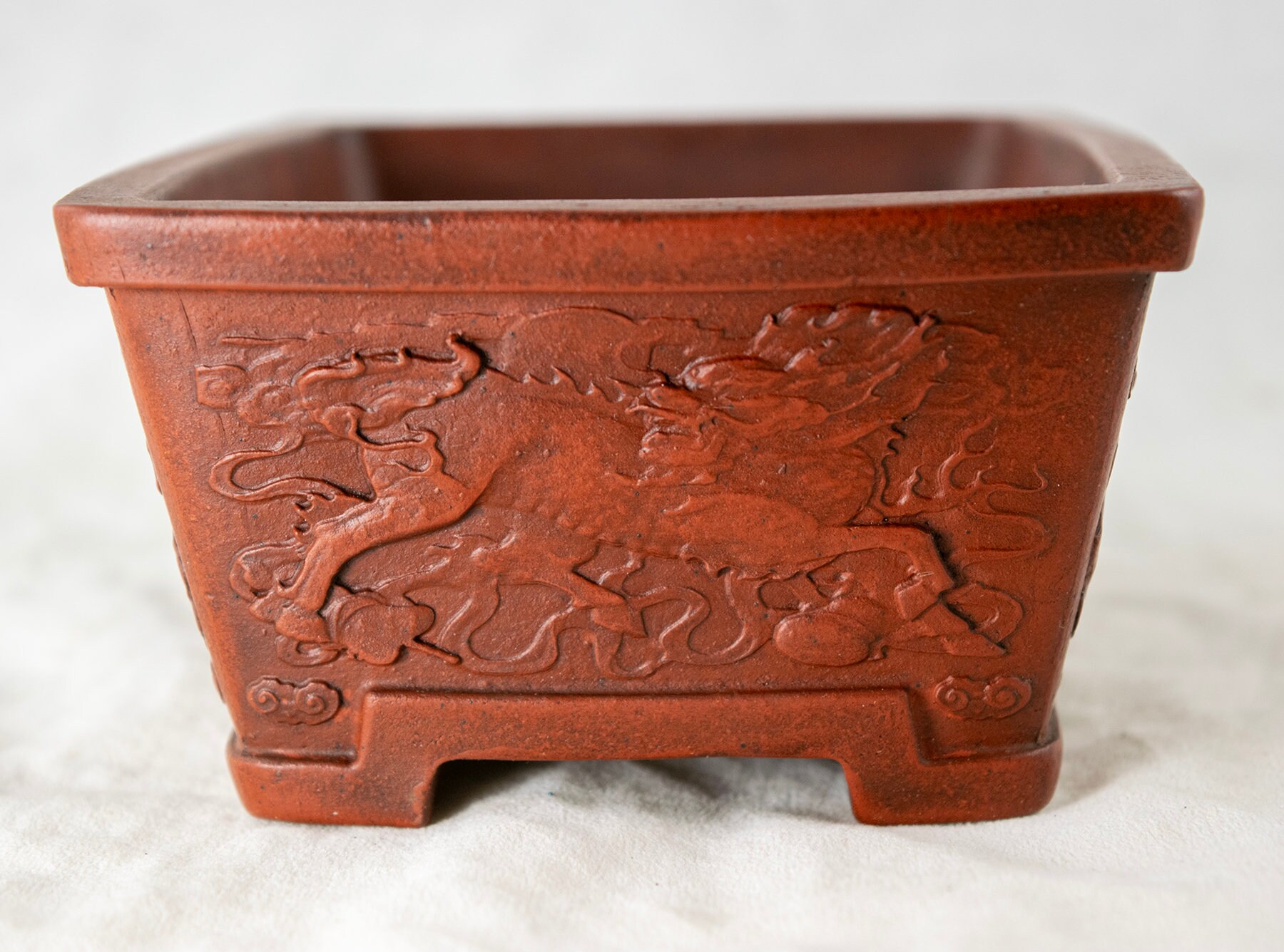 Vintage Rectangular Zisha Bonsai Pot – 6.25" X 4.5" X 2.5" – Cactus & Succulent Planter With Mesh – Takashima