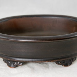 Yubonzai Vintage Brown Oval Yixing Zisha Bonsai Pot, Cactus & Succulent Planter + Mesh -  8.25&quot;x 6.25&quot;x 2.5&quot;