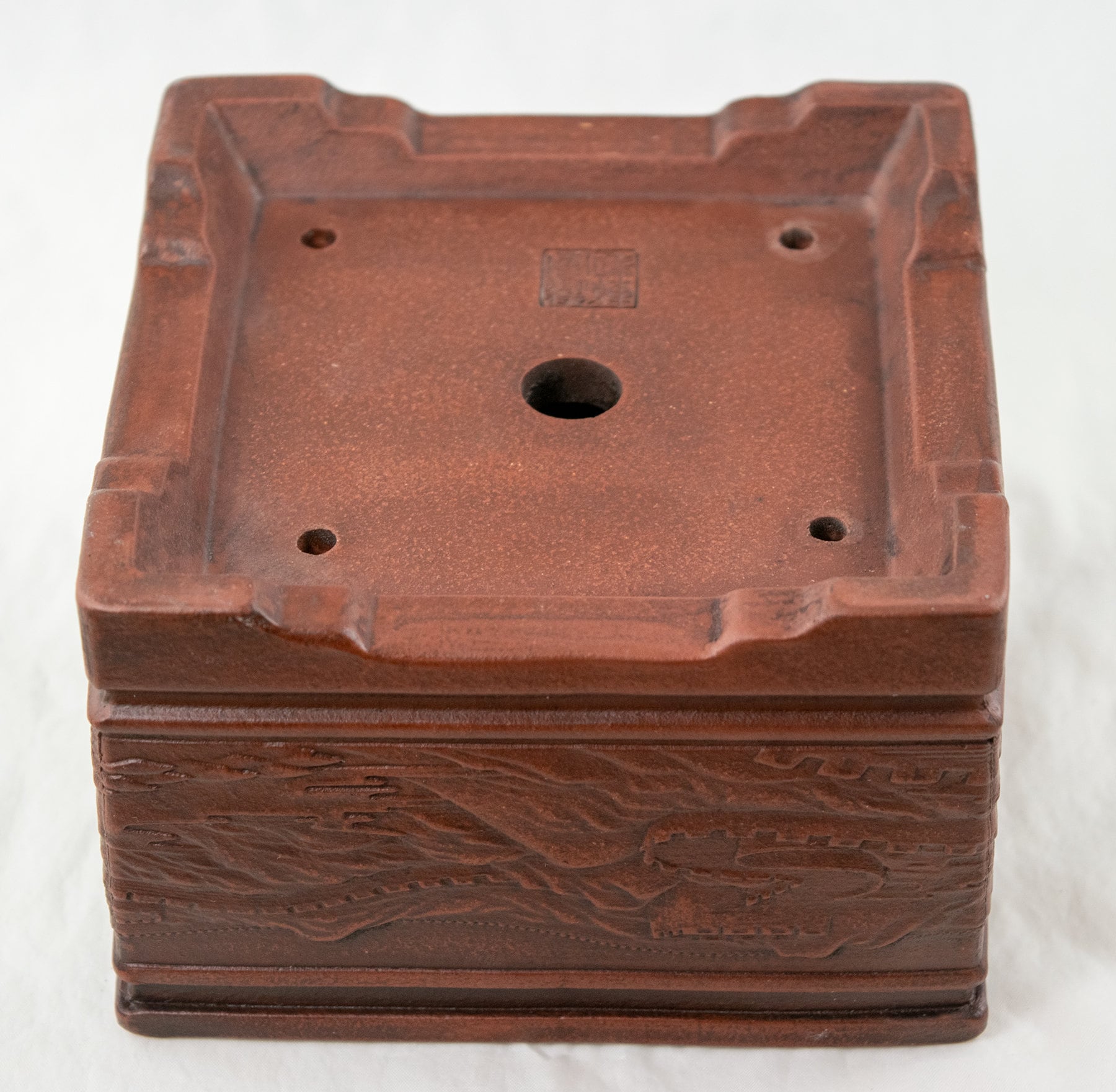 Yubonzai Vintage Square Yixing Zisha Bonsai Pot, Cactus