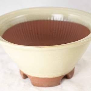 Yubonzai Japanese Yokkaichi Round Glazed Bonsai Pot, Cactus & Succulent Planter + Mesh 6&quot;x 6&quot;x 2.75&quot;