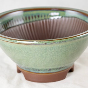 Yubonzai Japanese Yokkaichi Round Glazed Bonsai Pot, Cactus & Succulent Planter + Mesh 5&quot;x 5&quot;x 2.25&quot;