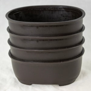 Yubonzai Japanese Oval Plastic Bonsai Training Pot, Cactus & Succulent Planter - 5.25&quot;x 4.25&quot;x 2&quot;