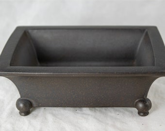 Free Shipping Vintage Rectangular Yixing Zisha Bonsai Pot, Cactus & Succulent Planter + Mesh - 6"x 4.25"x 1.75"