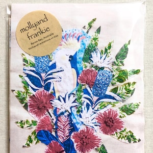 Kit de couture lente, broderie, kit de création textile - Cacatoès et indigènes d'Australie