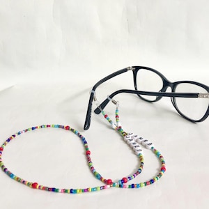 Chaîne à lunettes personnalisée en perles - Arc-en-ciel