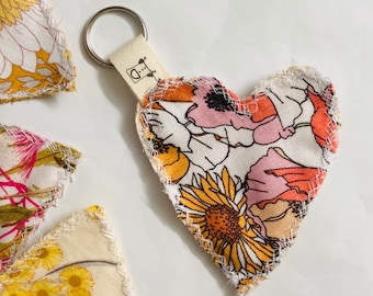 Heart Keyring, Keyring, Handbag Charm - Floral