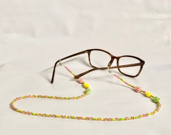 Beaded Glasses Chain - Blush, Green, Yellow
