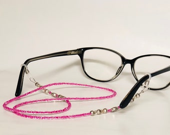 Beaded Glasses Chain, Pretty in Pink