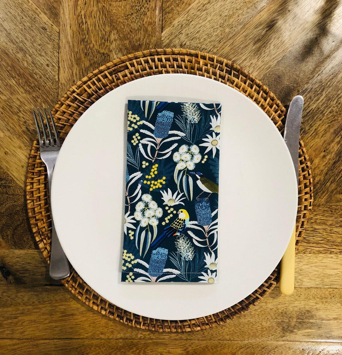 Fabric Serviettes Napkins Australian Natives Blue Etsy