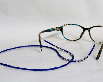 Beaded Glasses Chain, Blue Stars