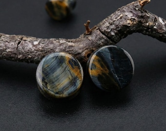2PCS Pietersite Ear Gauges,Natural Double Convex Ear Plug,Body Jewelry,Handmade Gemstone Plugs,Custom sizes available