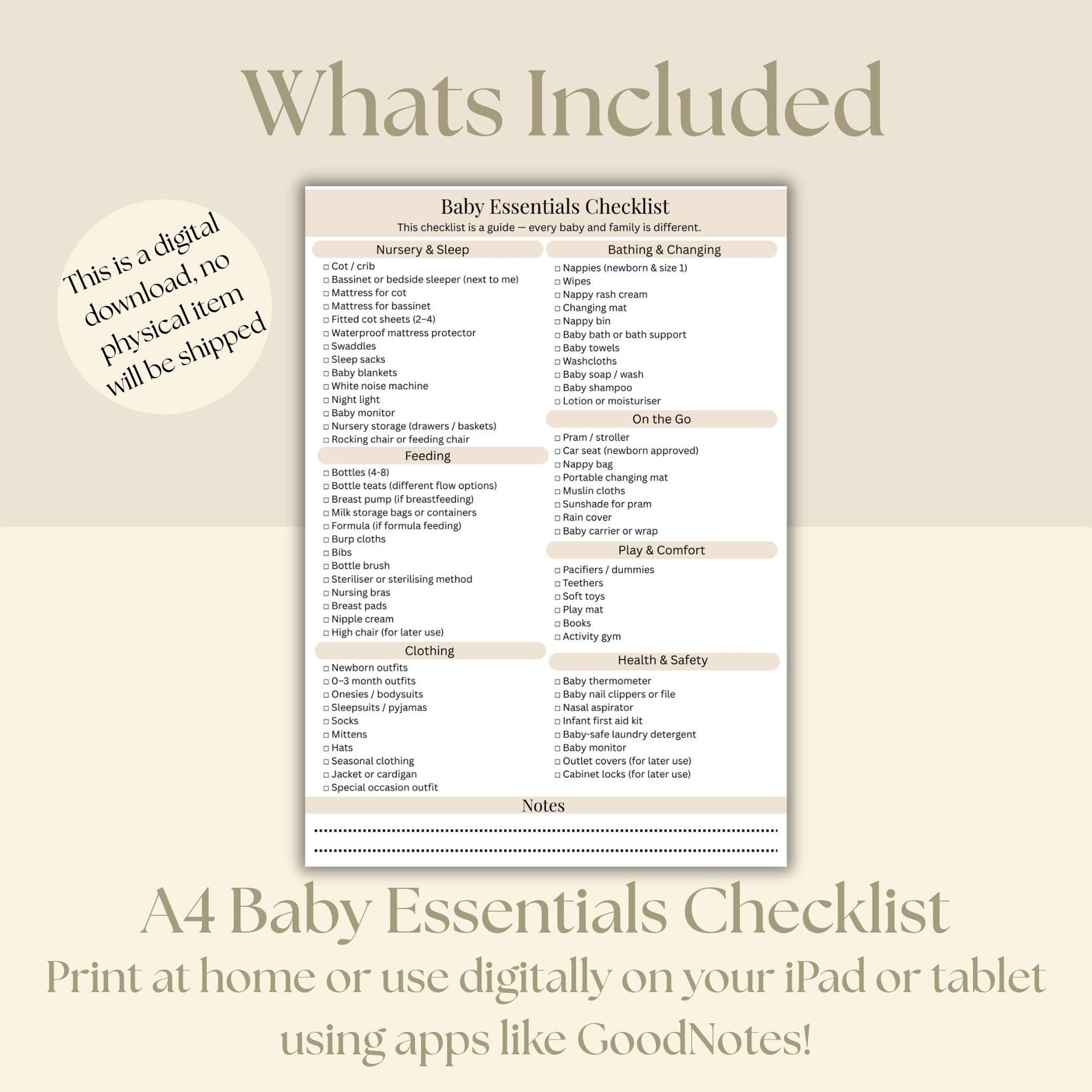 Infant Checklist Newborn Baby Essentials Checklist, First Time Mom Guide (PDF ...