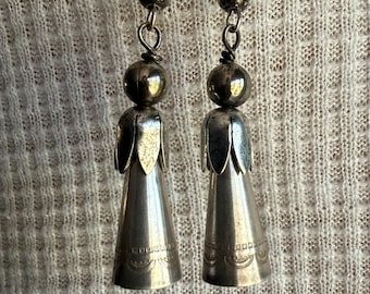 Navajo Angel Earrings Sterling Stamped Cone