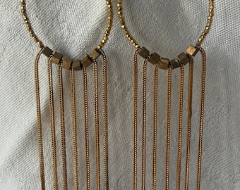 Gold Fringe Shoulder Duster Earrings