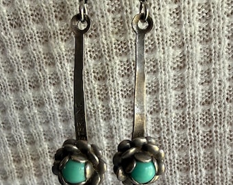 Native American sterling-oorbellen turkooizen bloem