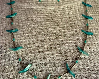 MOP Turquoise Zuni Bird Heishi ketting oorbellen set