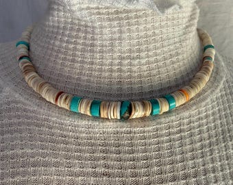 Santo Domingo Turquoise Puka shell and Spiny Oyster Necklace