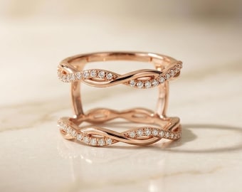 Infinity Twist Smart Ring Cover, Smart Ring Jacket Protector, Luxury Diamond Band Sleeve, Stackable Smart Ring Guard