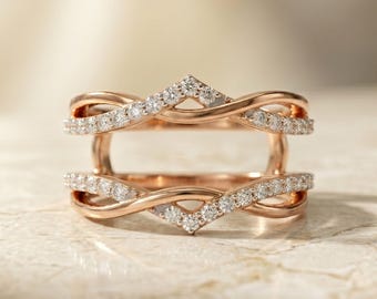 Infinity Twist Smart Ring Cover, Diamond Chevron Ring Jacket, Pavé Band Sleeve, Stackable Ring Guard Enhancer