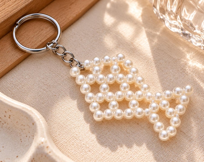 Featured listing image: Pearl Fish Bag Charm, Handmade Beaded Fish Keychain, Cute Purse Charm, Pearl Handbag Accessory, Ocean Lover Gift, Fish Bag Decor