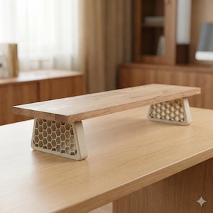 Estante elevador de monitor de escritorio trapezoidal hexagonal/de roble macizo QuickDove/soporte de escritorio modular