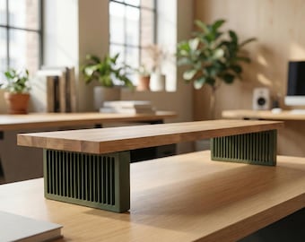 QuickDove Pillar Rectangle | Solid Oak Desk Shelf Monitor Riser | Modular Desk Stand