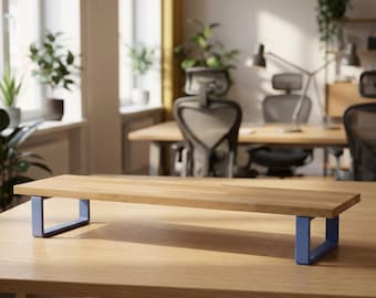 Monitor Riser Solid Oak | Computer Stand Desk Shelf | Handmade Wood Desktop Organizer | Home Office Decor | Ergonomic Laptop Stand
