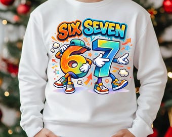 Diseño de meme divertido de Six Seven 67 PNG, personajes de dibujos animados 67, estampado para camisetas y tazas, camiseta PNG de sublimación con meme 67, descarga digital, arte imprimible