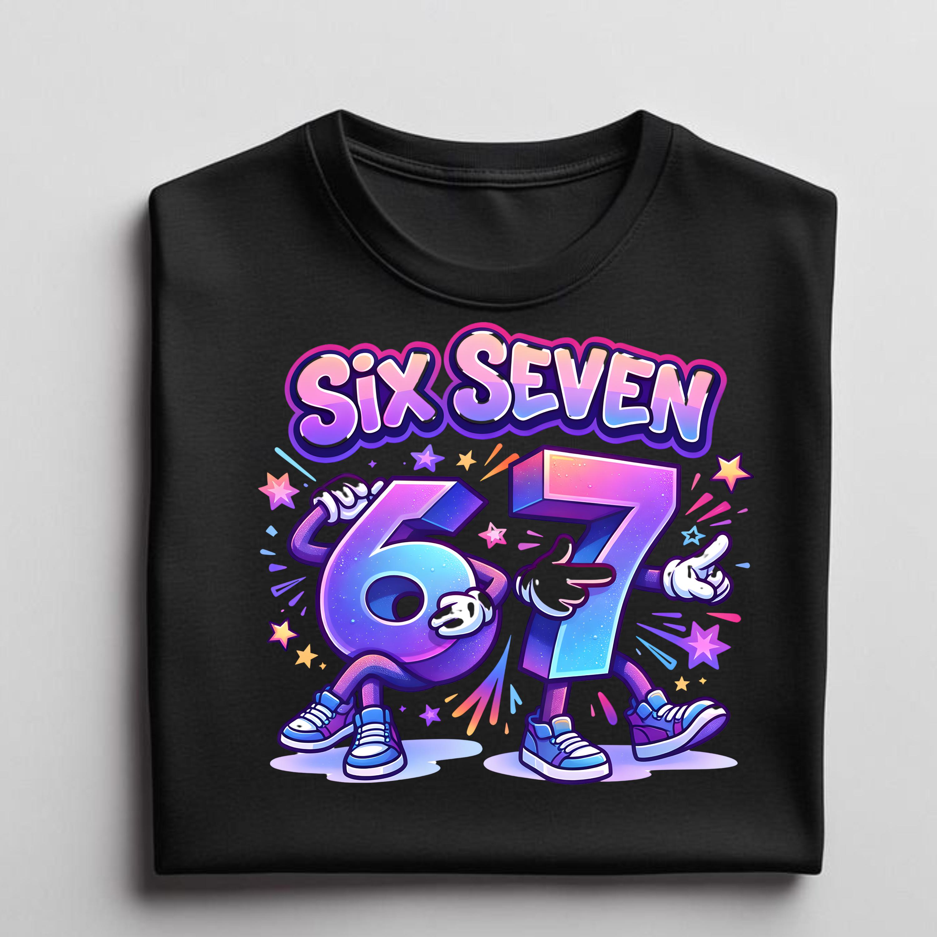Six Seven 67 PNG Funny Meme Design, Cartoon 67 Characters, T-shirt Mug ...