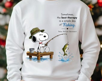 Lindo Snoopy pescando PNG, pesca png, pegatinas de Snoopy, Snoopy svg, camiseta divertida de pesca, popular ahora png, arte digital, descarga digital