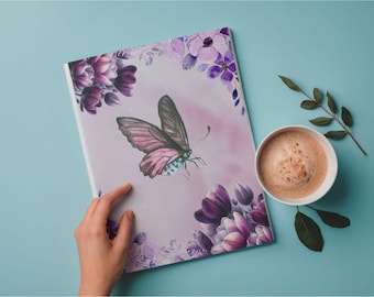 Muurkunst paarse vlinder, afdrukbare kunst, moderne muurkunst, esthetische vlinderkunst – png en pdf inbegrepen, digitale download, slaapkamer, kantoor