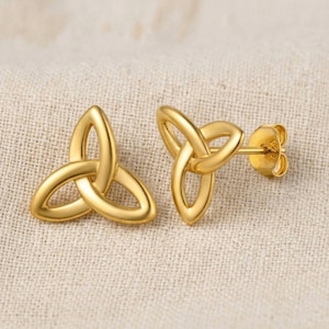 Sterling Silver Trinity Knot Stud Earrings, Celtic Irish Symbol Jewelry