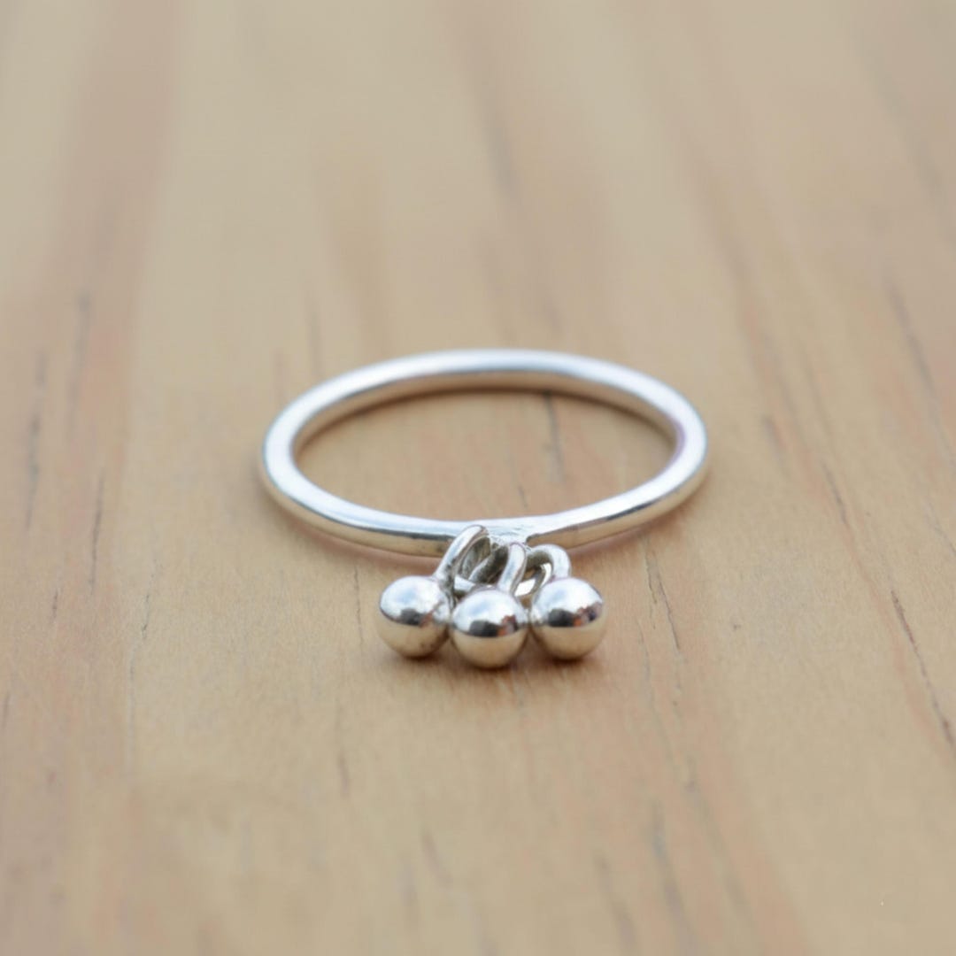 Quality Bell Rings Sterling Silver Bell Ring | Minimalist Dangle Charm, Stacking Jewelry ...