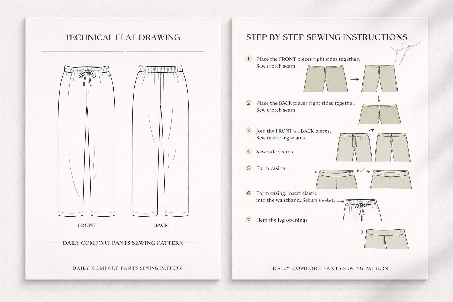 Easy Wide Leg Pants Sewing Pattern | Beginner Friendly (XS–XL) (PDF ...