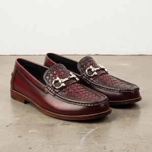 Vtg Giorgio Brutini Mens Woven Leather Loafers Black Burgundy 9D Academia Dandy Mens Giorgio Brutini Loafers - Etsy main image 4