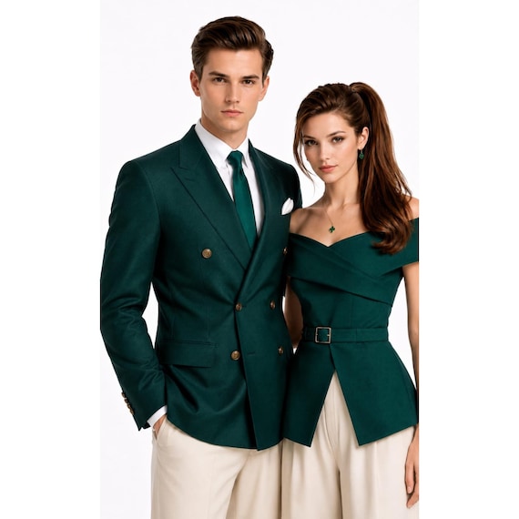 green dress couple outfit Elegant Emerald Provider_Esf