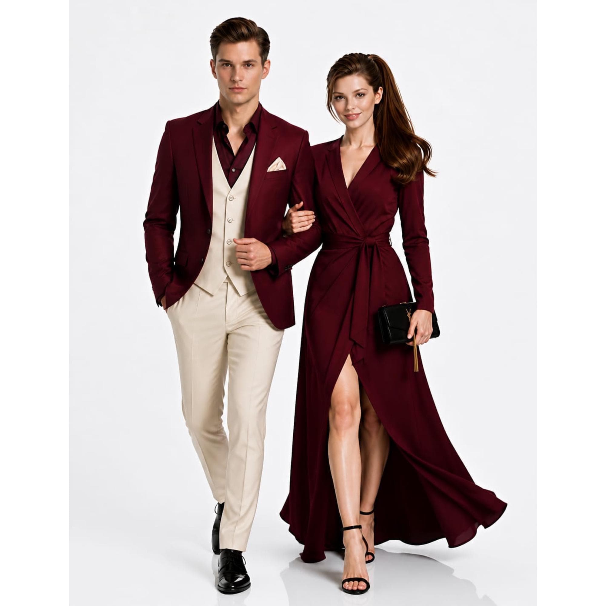what should a guy wear to match a burgundy dress Couple Outfit and style Product Group: 3622 Lace & Beads bow Size:UK 16- US 12