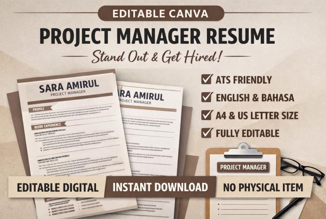 Editable Canva Resume Template | Modern CV | ATS Friendly | Instant ...