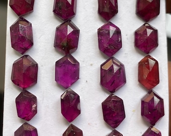 Grenat rhodolite violet fascinant, taille hexagonale, poids 27,70 cts 20 pcs 6,7x4,7 mm-9,3x5,6 mm Grenat rhodolite hexagonaux