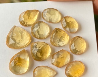 Dazzling Citrine rosecut wholesale lot pcs 12 wt 36 carats good size 10x8mm-13x9mm natural citrine rosecut flatback