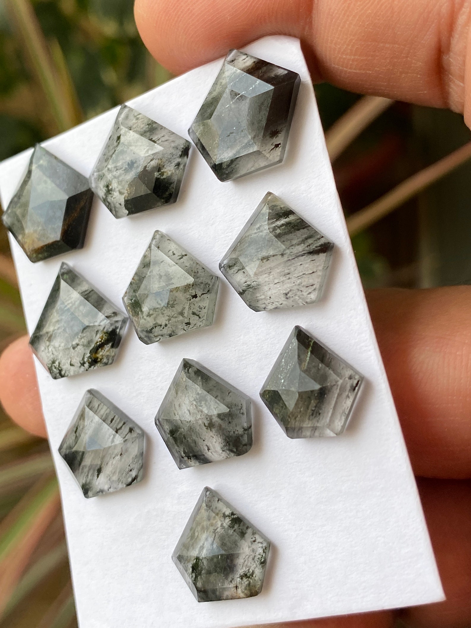 Stunning black spots quartz geometric stepcut gems size Etsy