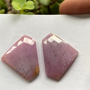 Very rare fancy pink Sapphire rosecut earring pair weight 53.15 carats size 30.5x23mm rare unheated sapphire fancy matched pair