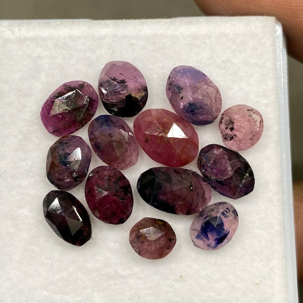 Gorgeous Rare winza mines bi color  pink sapphire rosecut ovalish weight 19 cts pcs 13 size 6x5.3mm-9.1x6.7mm sapphire rosecut gems