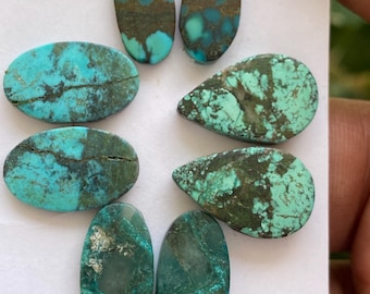Vivacious Rare Turquoise pair natural hubei mines pattern smooth turquoise pcs 8