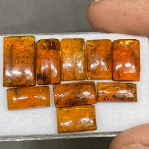 Orange kyanite rectangular cabochons smooth polished fine quality wt 36 cts size 11.8x7.5mm-14.7x9mm pcs 9 orange kyanite smooth cab