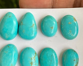 Stunning rare Arizona mines Turquoise cabochons  natural smooth polished ovals pcs 8 wt 91 carats 17x12-22x14mm turquoise cabochons oval