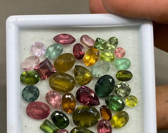 Tourmaline facet cut  gem multi tourmaline oval pears round tourmaline cut mix shape size  4mm-9.6x7mm Wt 27 carats Pcs 36 multi tourmaline