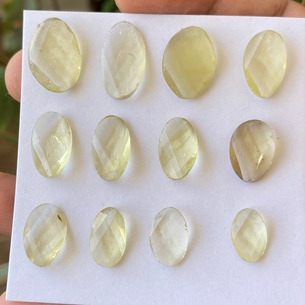 Éblouissant citron quartz twisté ovale briolettes facettes de qualité fine pcs 12 poids 64 cts taille 13x9mm-21x12mm citron quartz rosecut