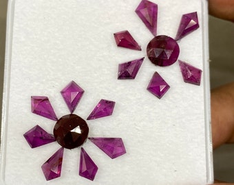 Wow Rhodolite grenat cerf-volant géométrique étape coupe ronde rosecut qualité aaa poids 16 cts pcs 15 taille 8x4.6mm-10.3x6mm Rhodolite grenat stepcut cerf-volant